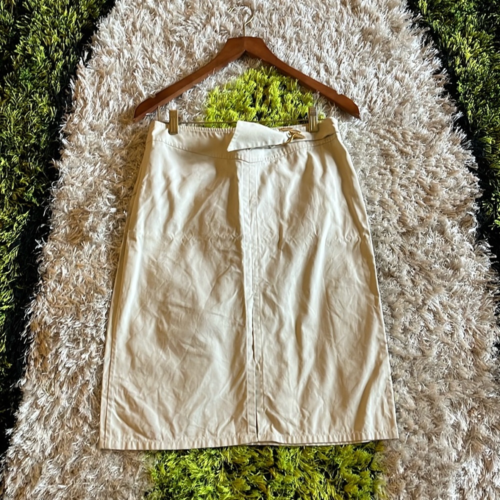 Mayle Designer Cotton skirt with Front Slit amd Art Deco Buckle